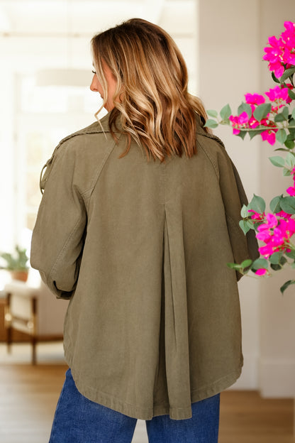Long Sleeve Button Down High Low Jacket