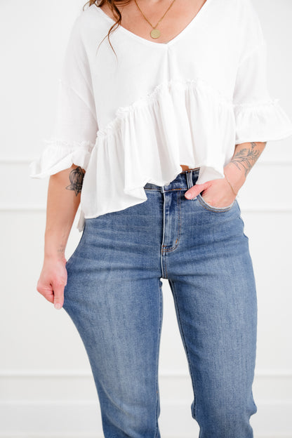 Judy Blue High Rise Medium Wash Ankle Length Straight Leg Jeans