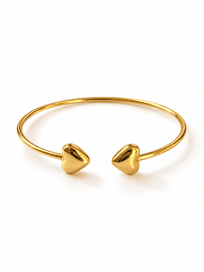 Double Heart Open Bracelet - Freckled Poppy