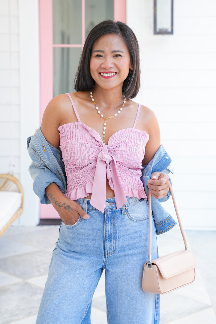 Smocked Top with Front Tie Detail