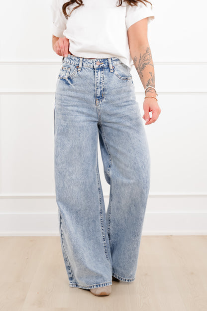 Freckled Poppy Multi-Inseam "The Lennon" High Rise Baggy Wide Leg Jean