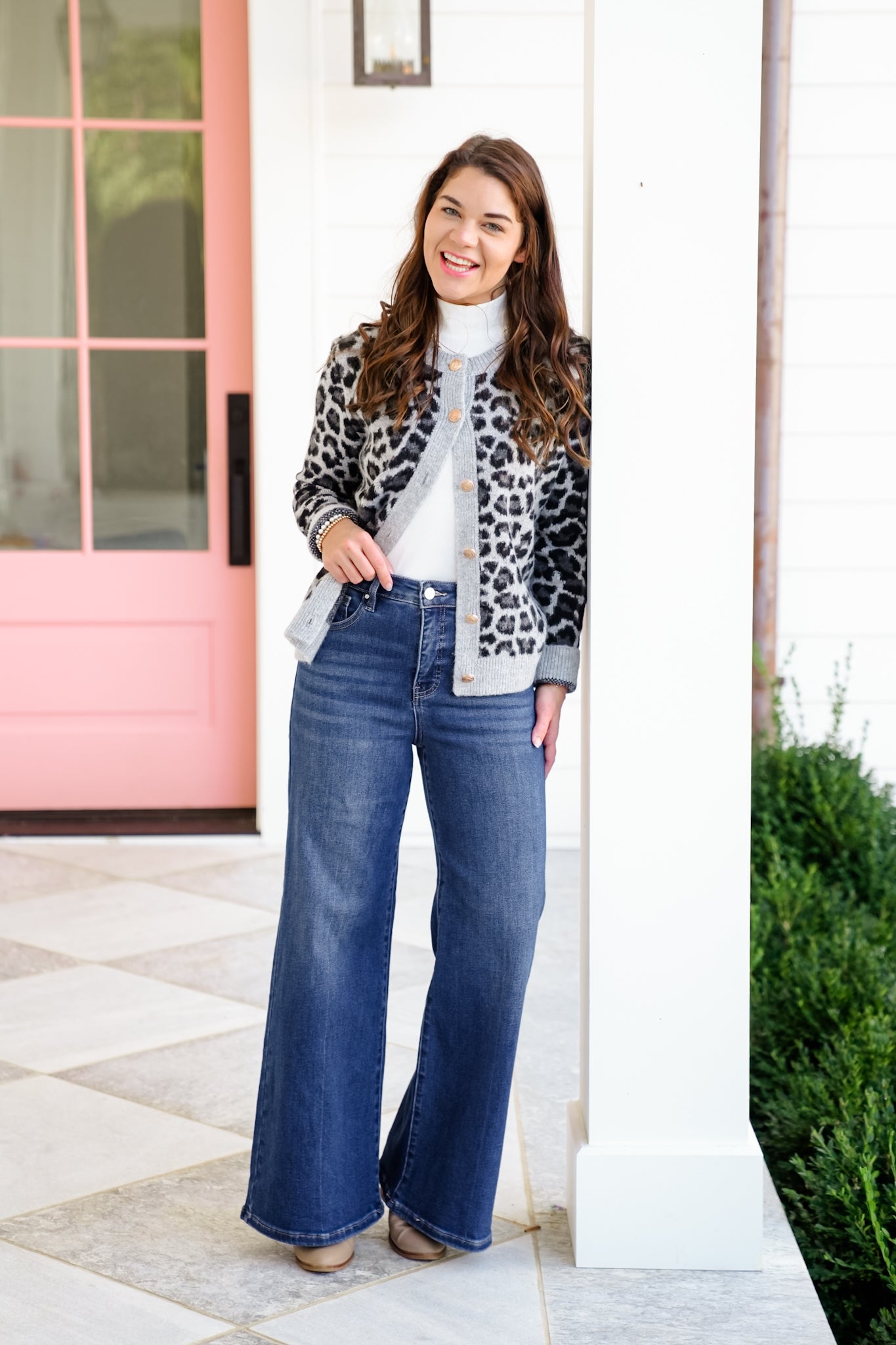 Risen The Opalite High Rise Dark Wash Tummy Control Palazzo Jeans