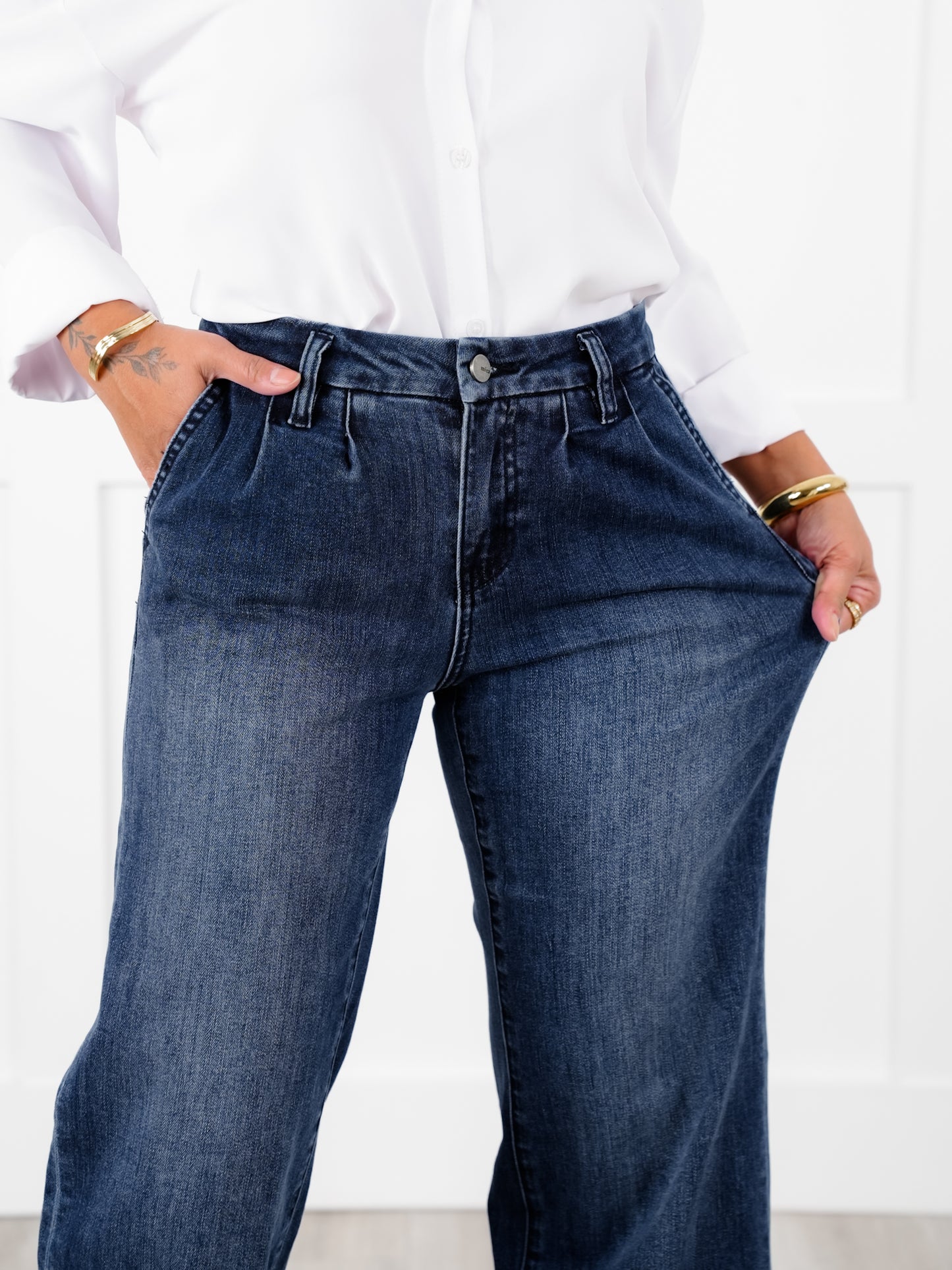 Mica High Rise Dark Wash Wide Leg Jeans