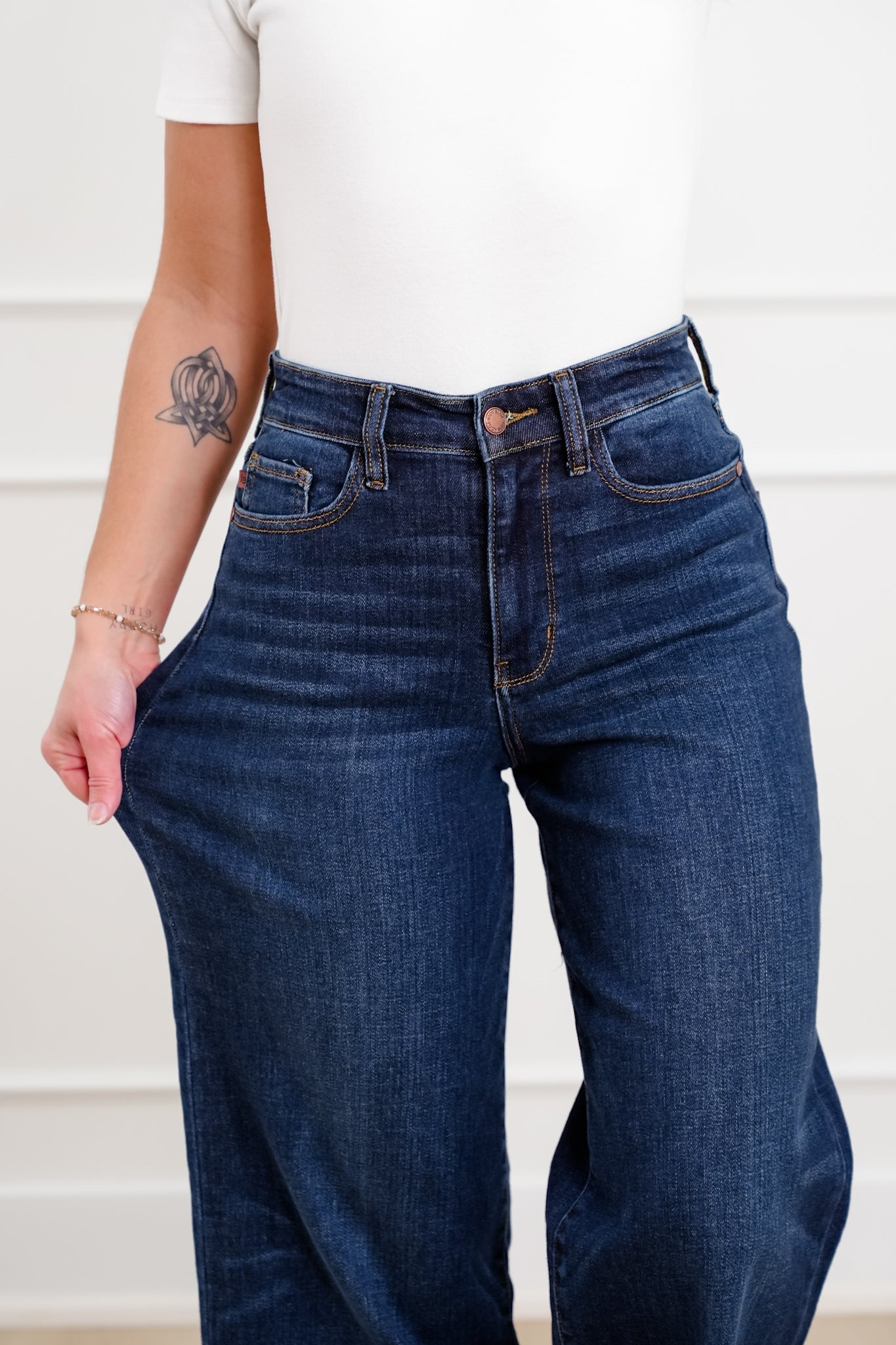 Judy Blue High Rise Dark Wash Ankle Wide Leg Jeans