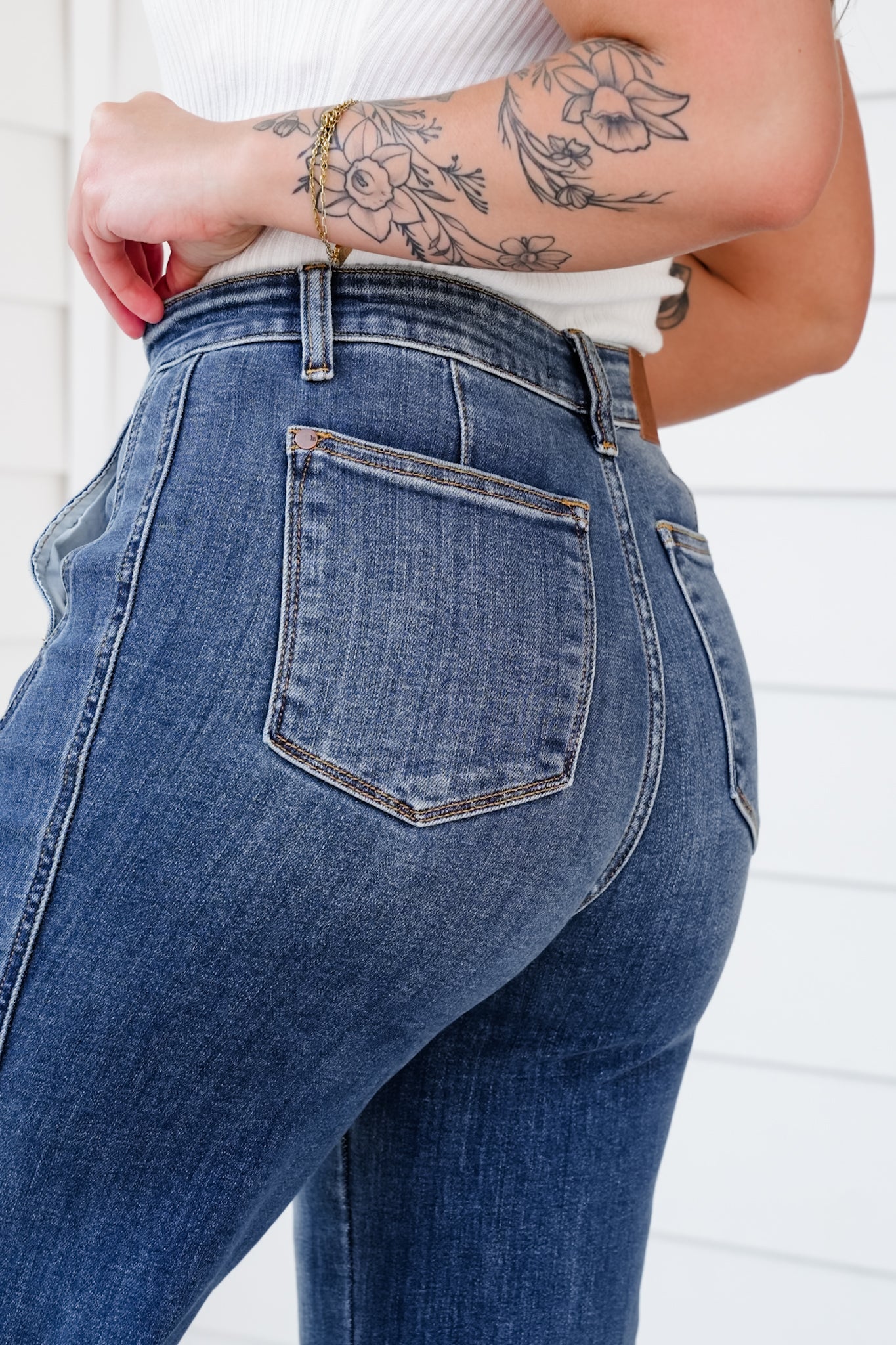 Judy Blue High Rise Medium Wash Trouser Wide Leg Jeans
