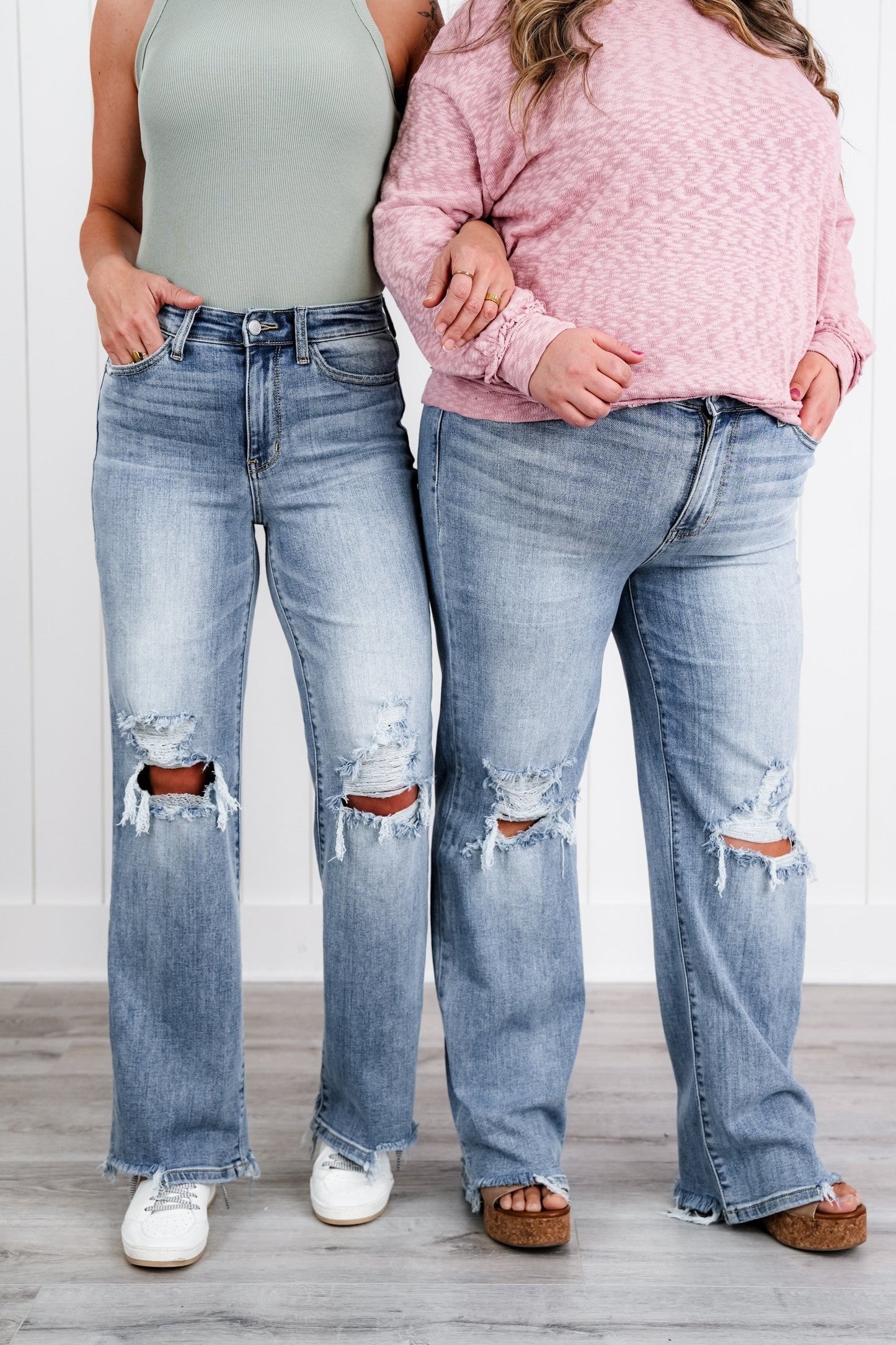 Judy Blue Wonderwall High Rise 90s Destroyed Knee Straight Leg Jeans