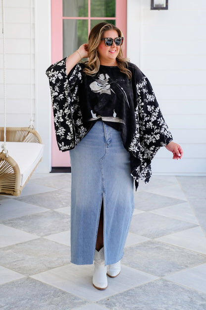 Elvis Presley Long Floral Sleeve Poncho Top