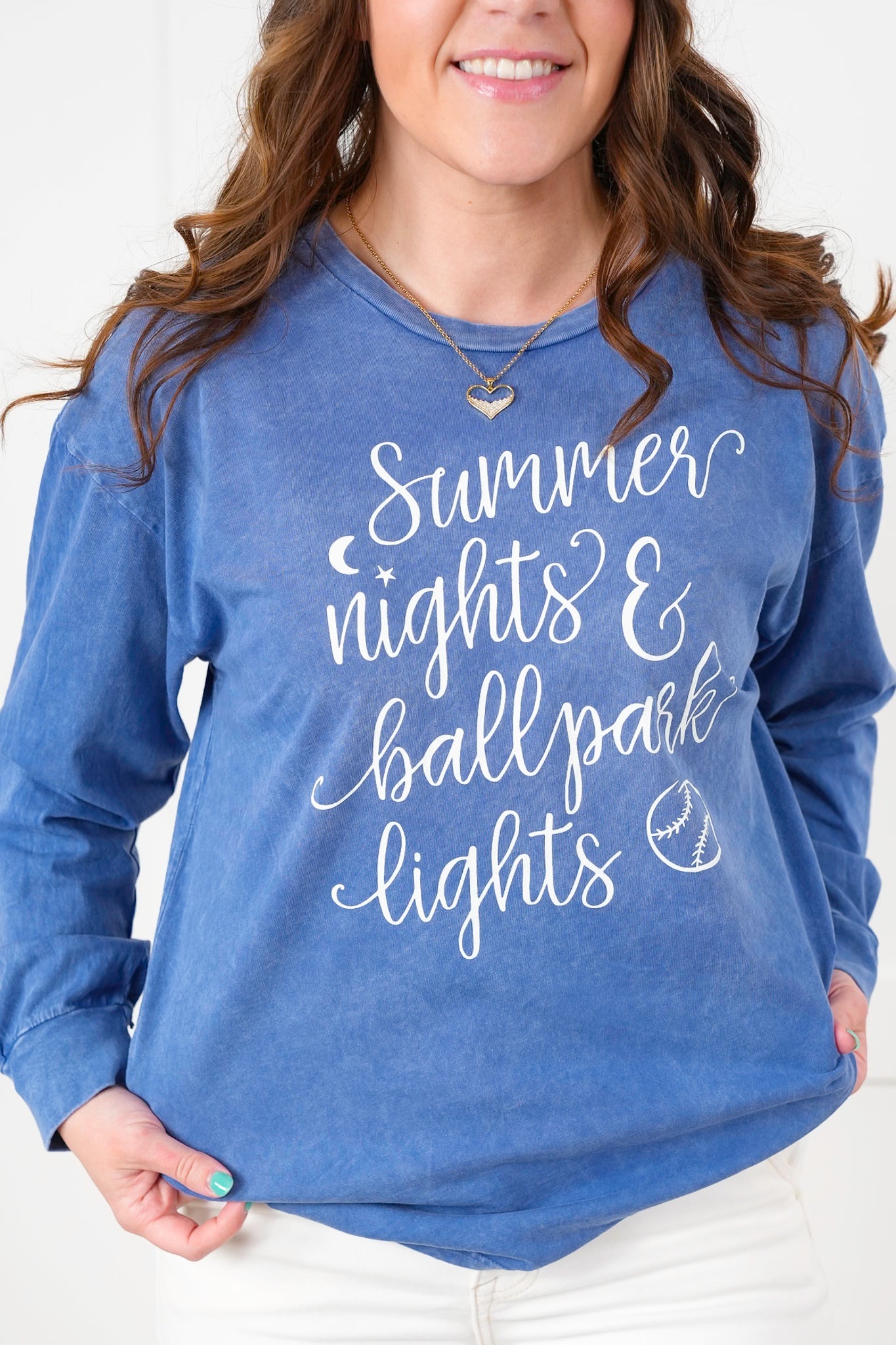 Long Sleeve "Summer Nights & Ballpark Lights" Graphic Tee