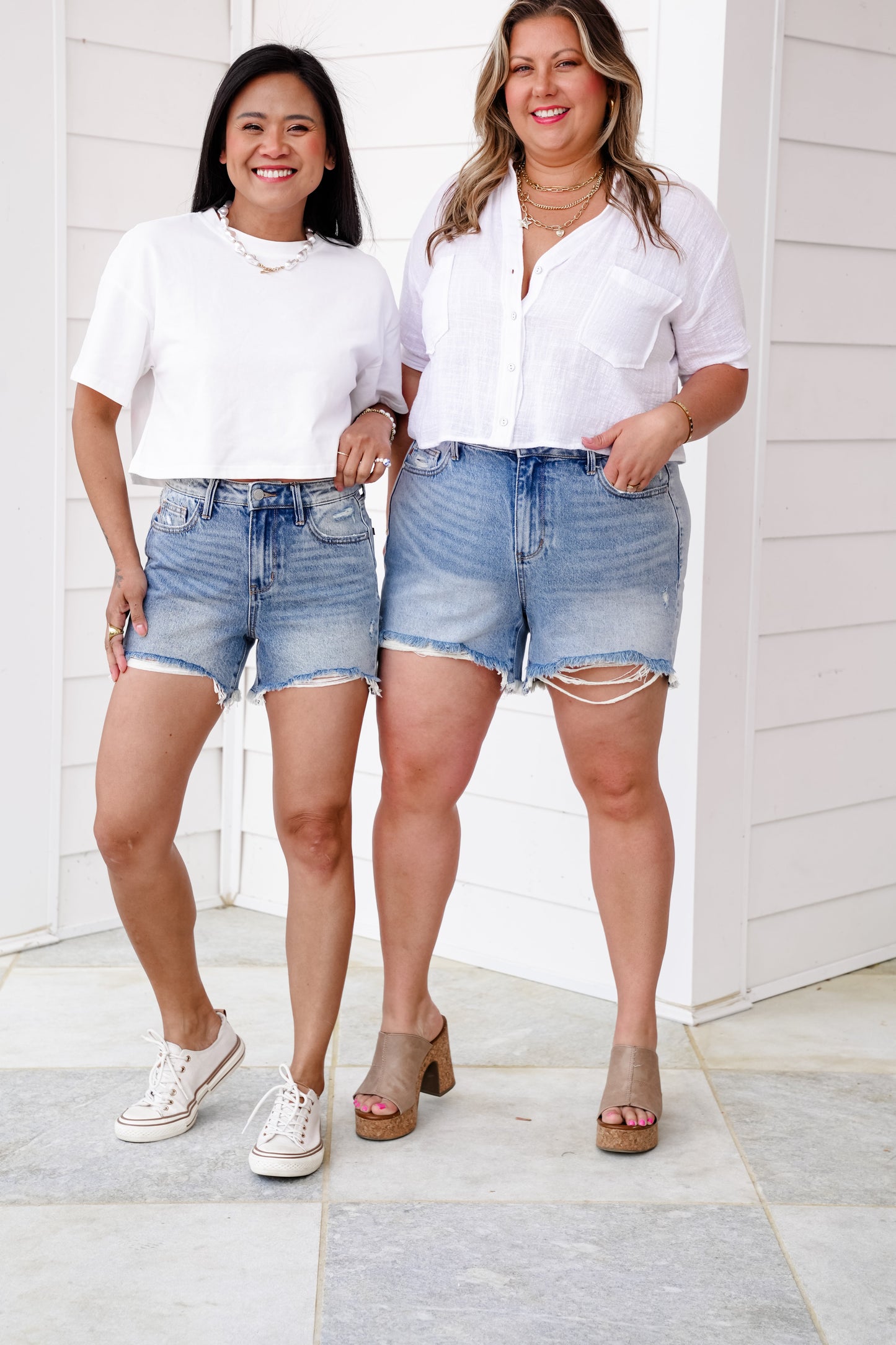 Judy Blue Medium Wash Rigid Magic Distressed Cut Off Shorts
