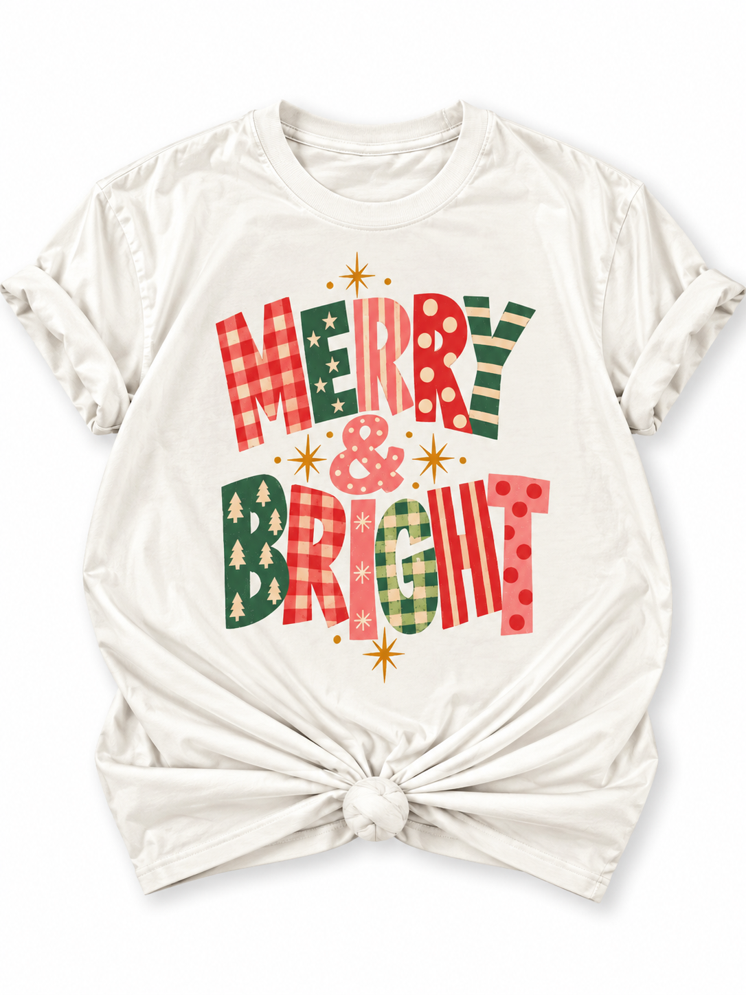 Plus/Reg Short Sleeve Merry and Bright Christmas Graphic Tee