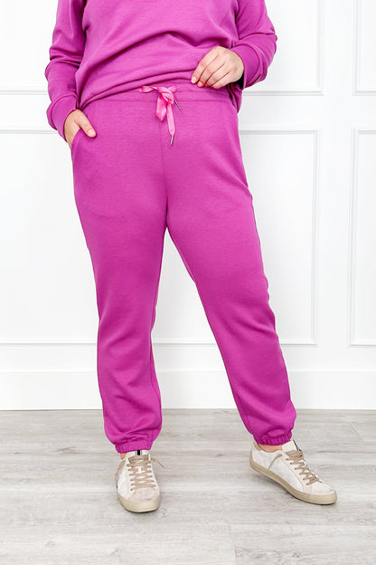 Door Buster! Plus/Reg Elastic Waist Scuba Knit Joggers with Ribbon Drawstring