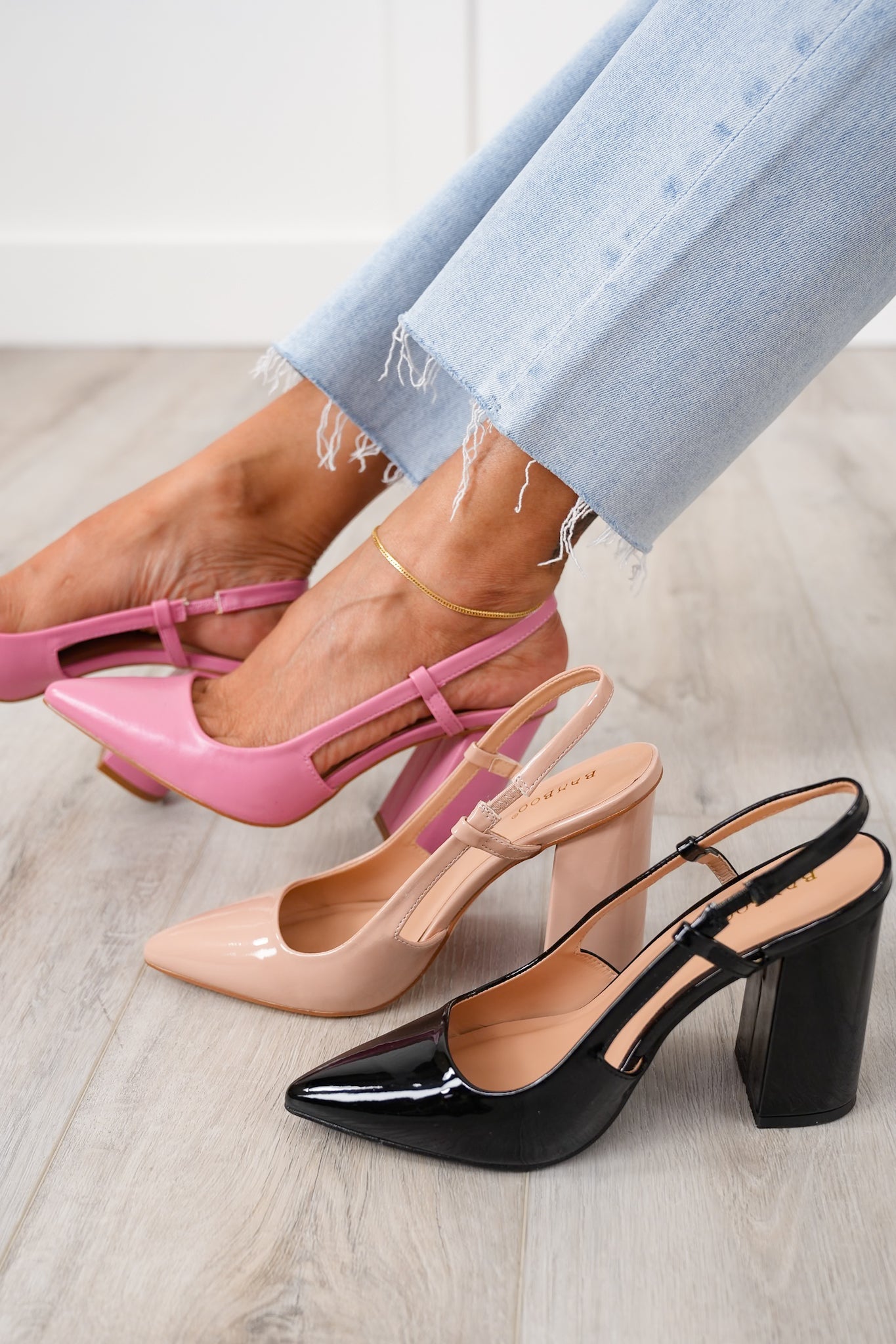 Restock! Pointed Toe Slingback Heeled Shoe with Adjustable Strap