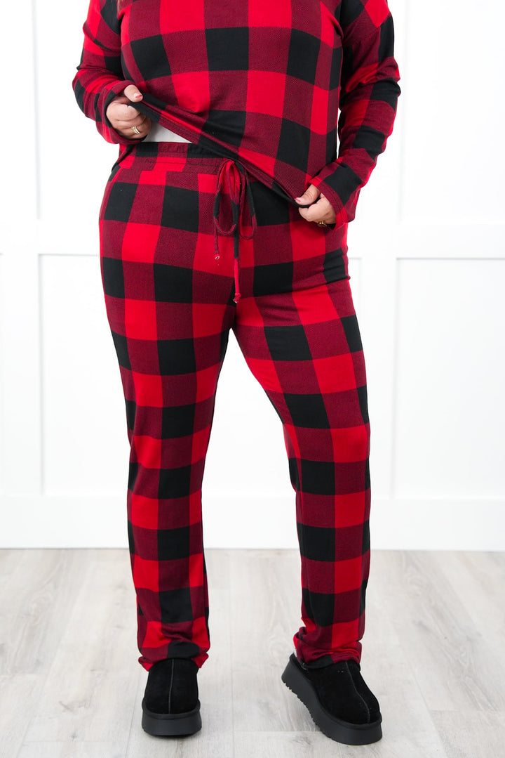 Plus/Reg Buffalo Plaid Elastic Waist Lounge Pants