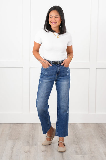 Special A High Rise Dark Wash Tummy Control Dad Jeans
