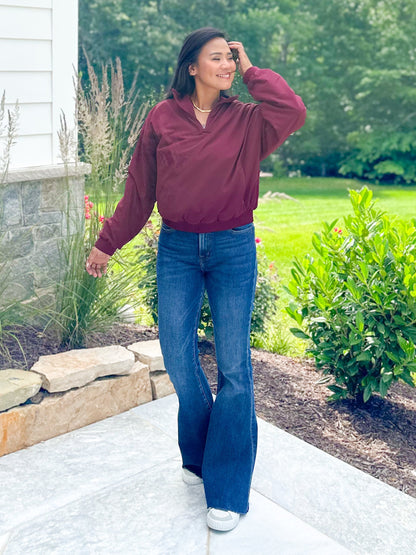 Long Sleeve 1/4 Zip Woven Jacket With Fleece Lining (Multiple Colors)