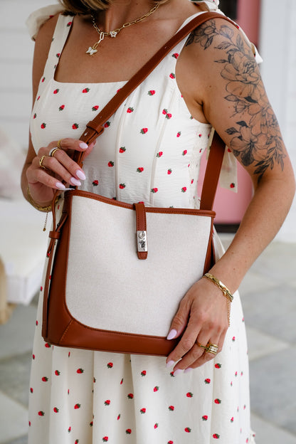 Mabel Structured Canvas Bag with Vegan Leather Trim