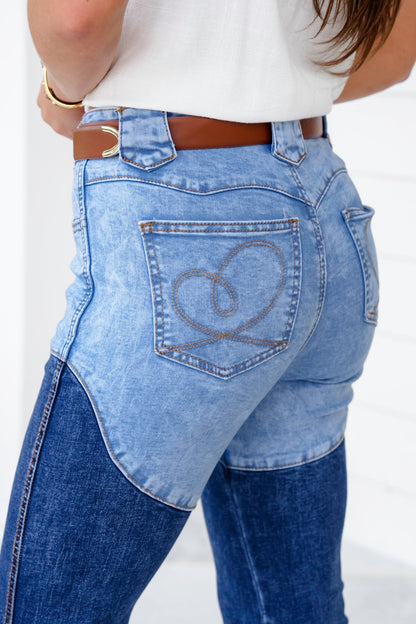 Restock! Mineral Wash Two Tone Denim Wide Leg Jeans