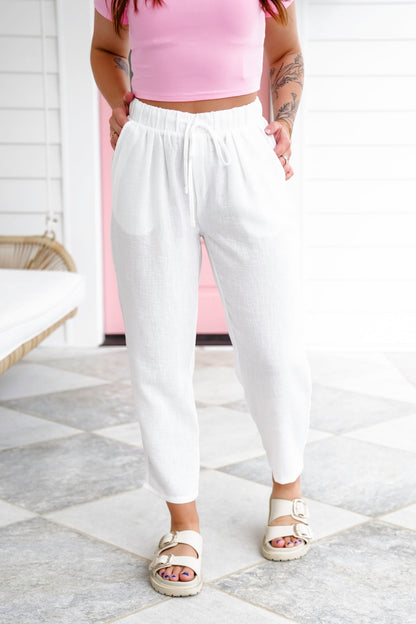 Door Buster! Zenana Woven Crepe Drawstring Elasticband Waist Pants