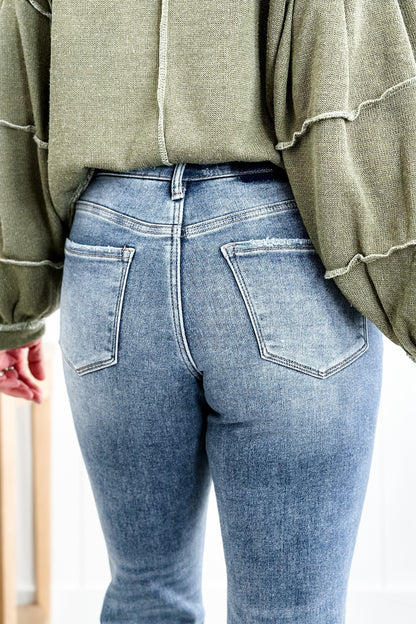 Lovervet High Rise Medium Wash Distressed Straight Leg Jeans