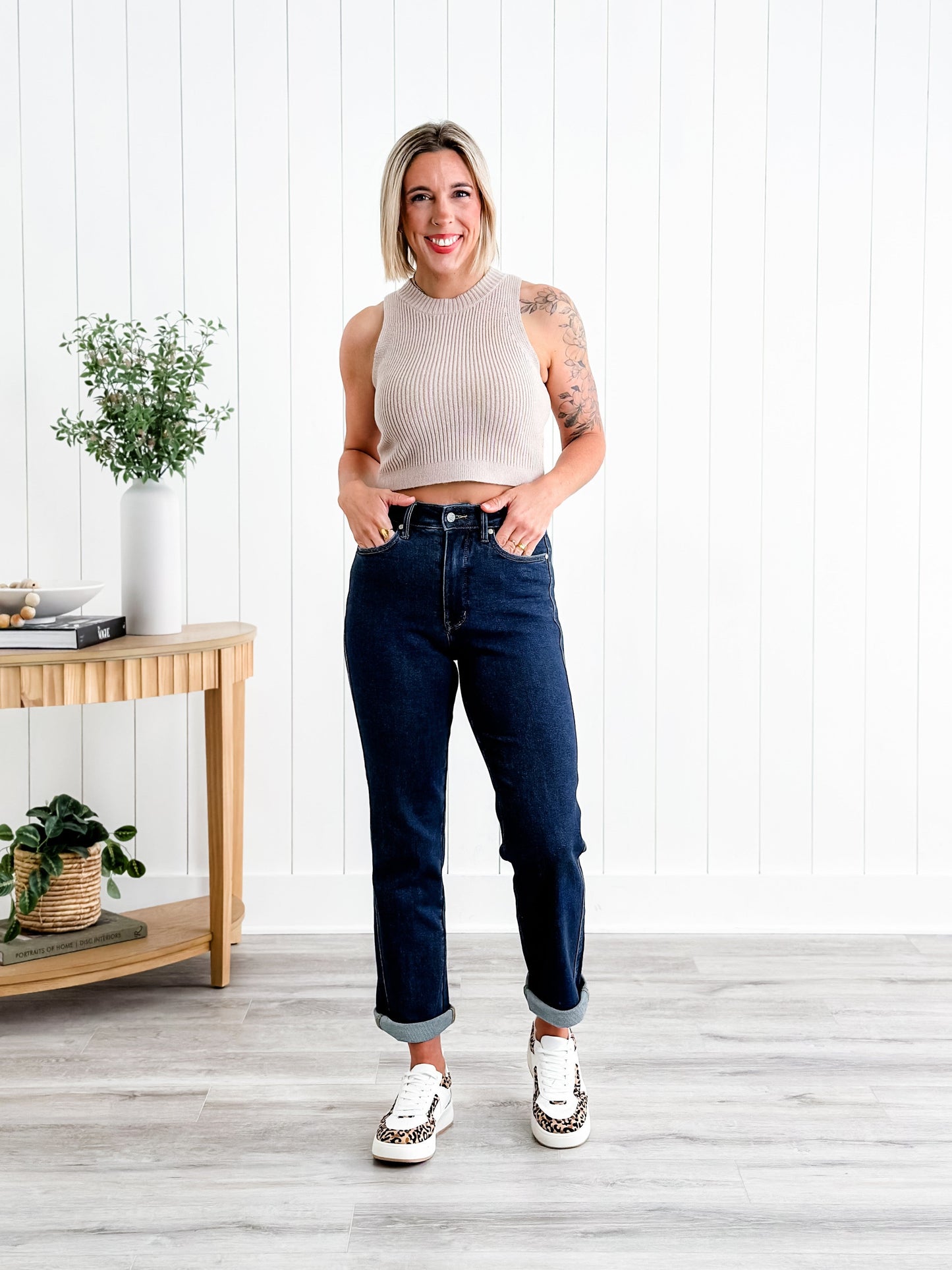 Judy Blue Straight Snatched High Rise Dark Wash Tummy Control Non Distressed Straight Leg Jeans