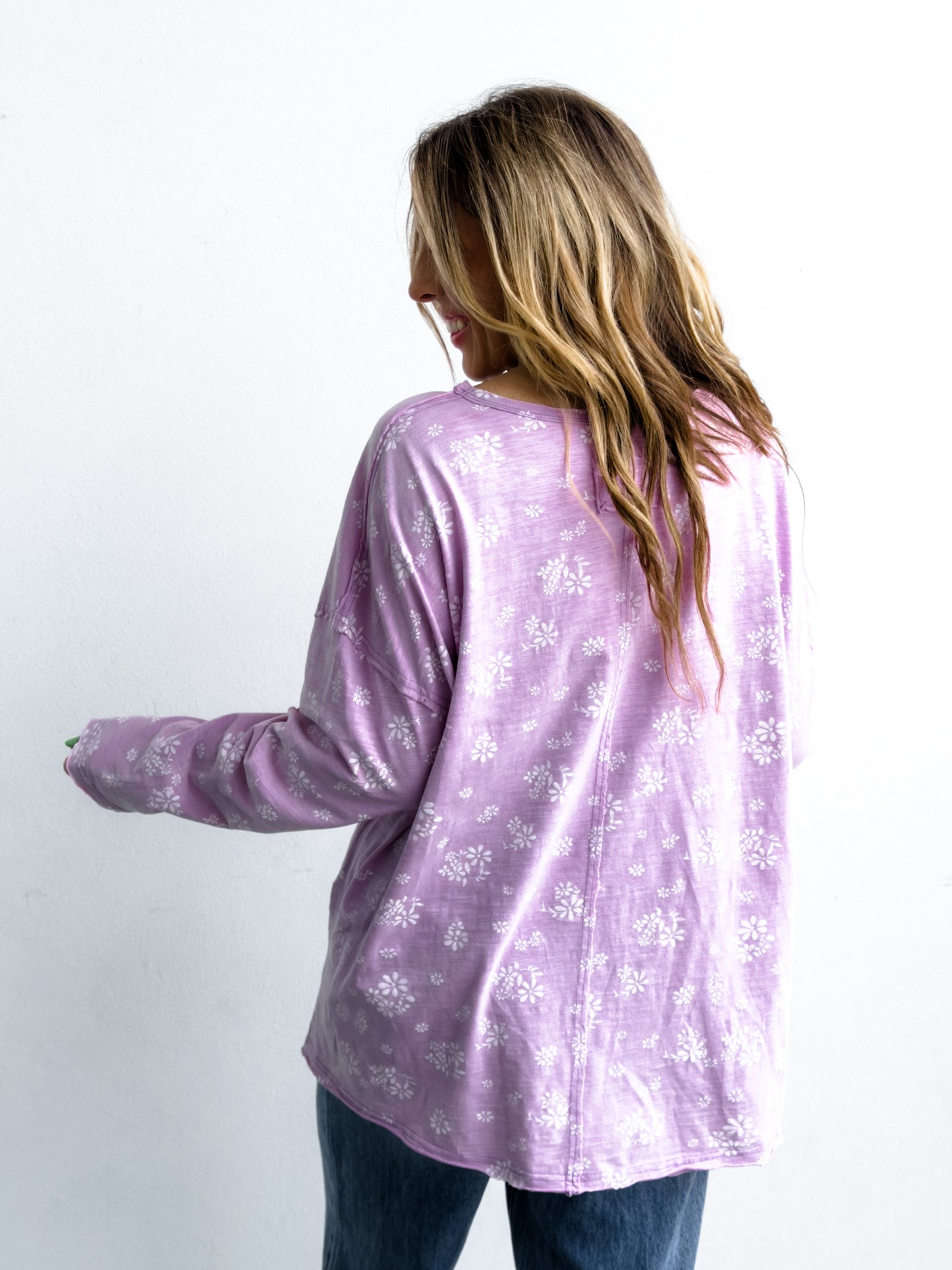 Floral Long Sleeve Round Neck Top