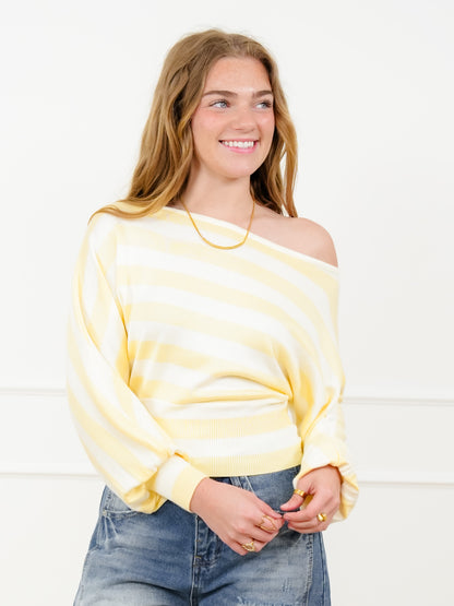 Stripe Long Sleeve Boat Neck Sweater
