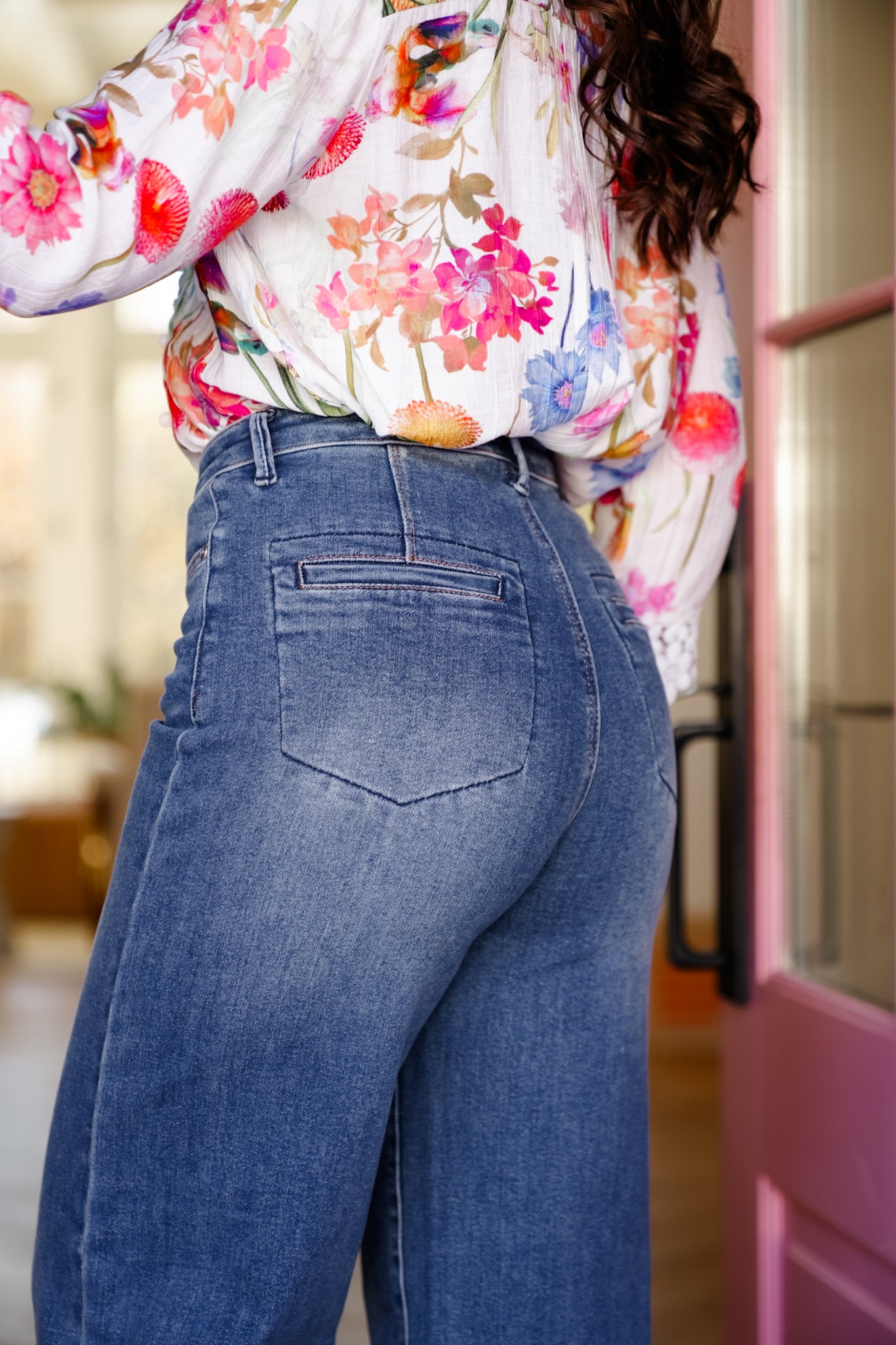 Judy Blue High Rise Dark Wash Button Fly Column Straight Leg Jeans