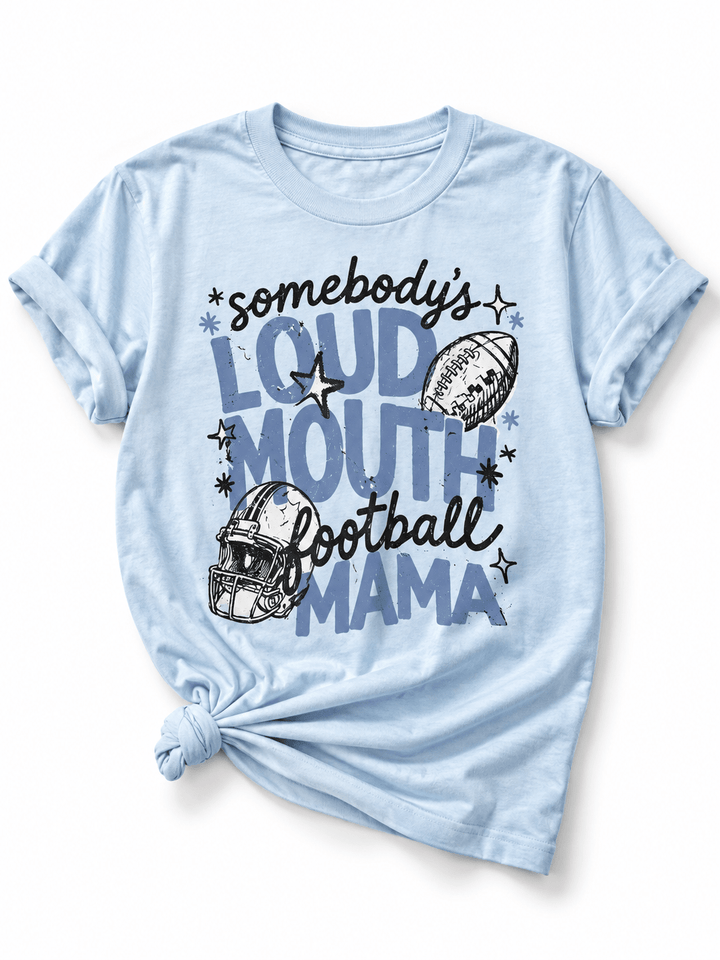 Plus/Reg Short Sleeve "Somebody's Loud Mouth Football Mama" Graphic Tee - Freckled Poppy