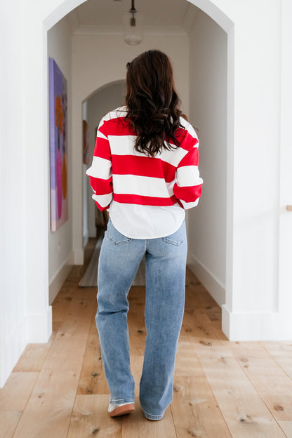 Judy Blue Mid Rise Medium Wash Rigid Magic Distressed 90's Straight Leg Jeans