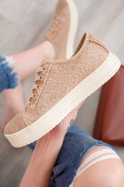 Blowfish Low Top Lace Up Sneaker with Quilted Embroidered Detailing