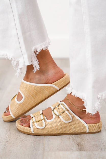 MIA Raffia Sandal with Adjustable Buckle Straps