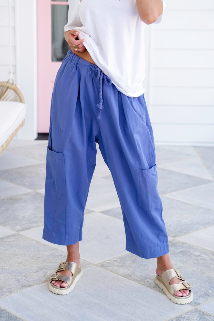 Elastic Waist Harem Pants with Drawstring Detail