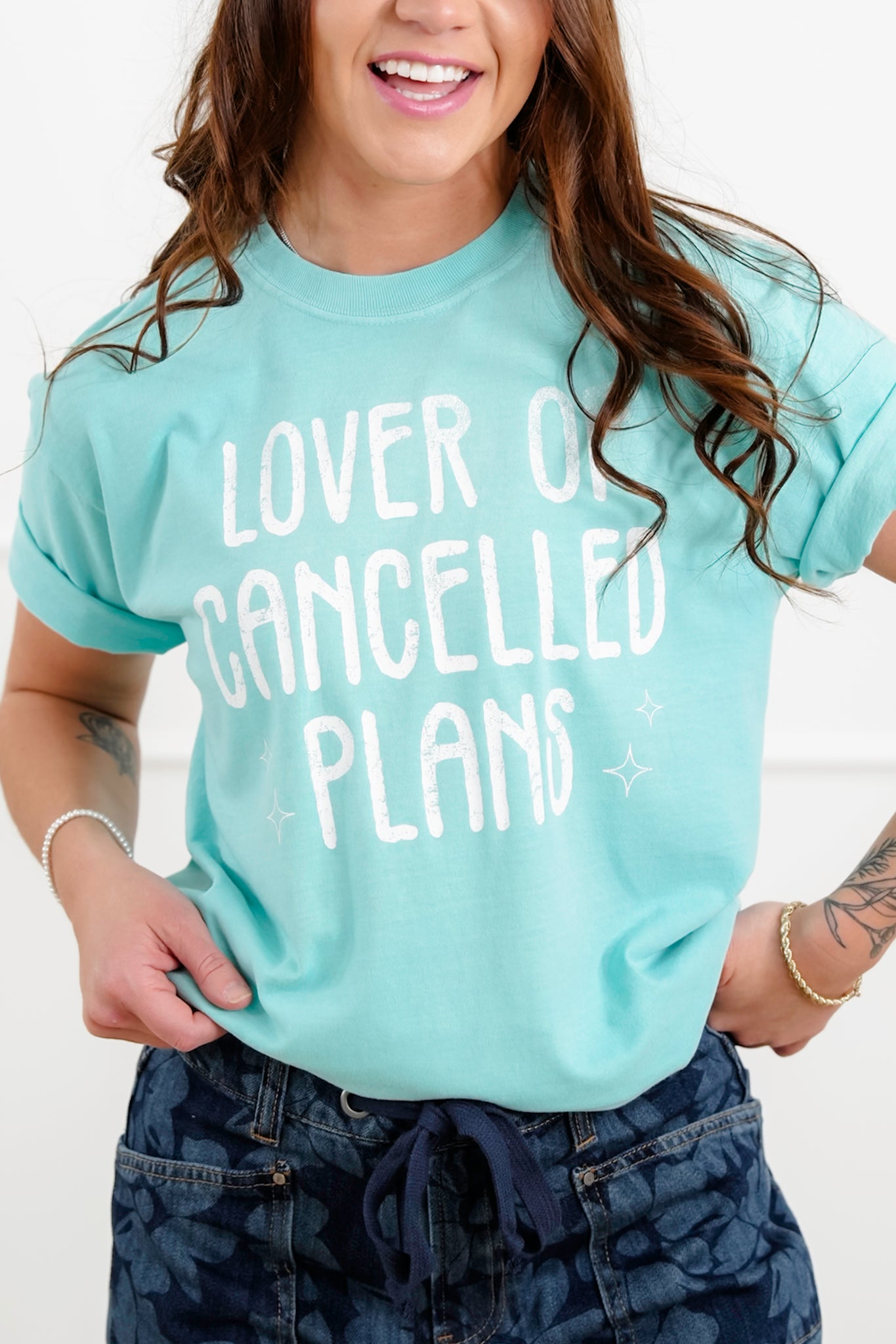 Plus/Reg Short Sleeve "Lover Of Cancelled Plans" Graphic Tee