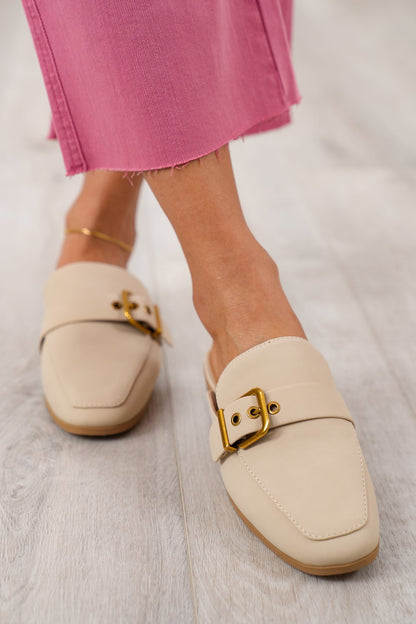 Slip on Mule Loafer with Adjustable Metal Buckle