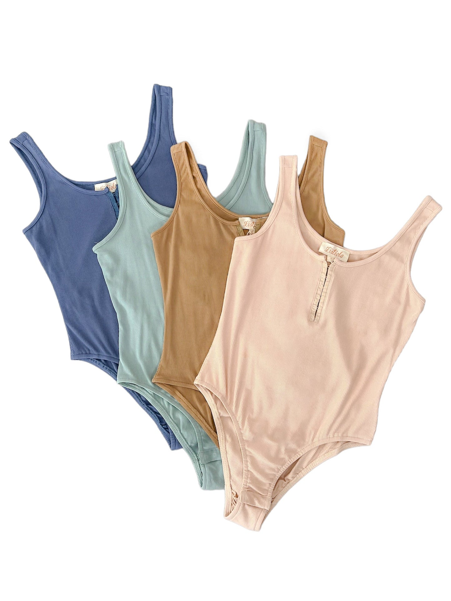 Ribbed Knit Sleeveless Scoop Neck Bodysuit  (Multiple Colors)