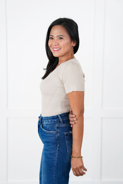 Ribbed Knit Short Sleeve Thong Bodysuit (Multiple Colors)