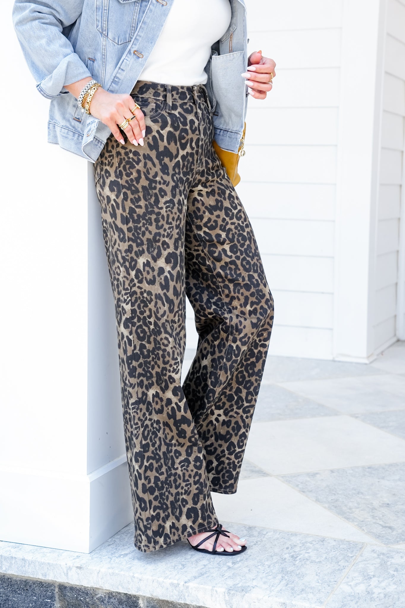Judy Blue High Rise Leopard Retro Wide Leg Jeans