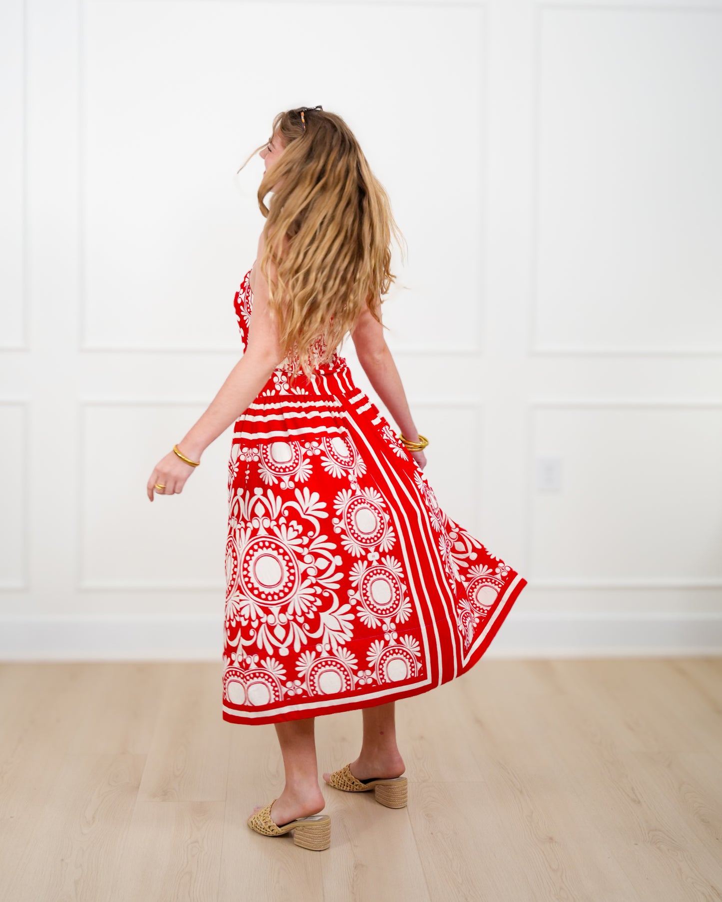 Floral Pattern Sleeveless Midi Dress