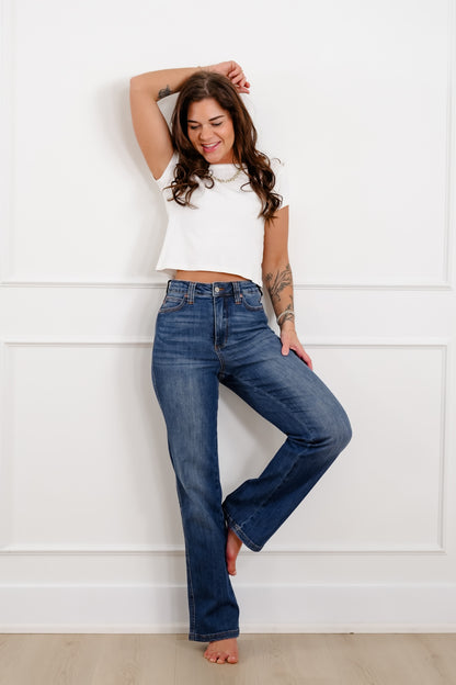 Judy Blue High Rise Medium Wash Tummy Control Straight Leg Jeans