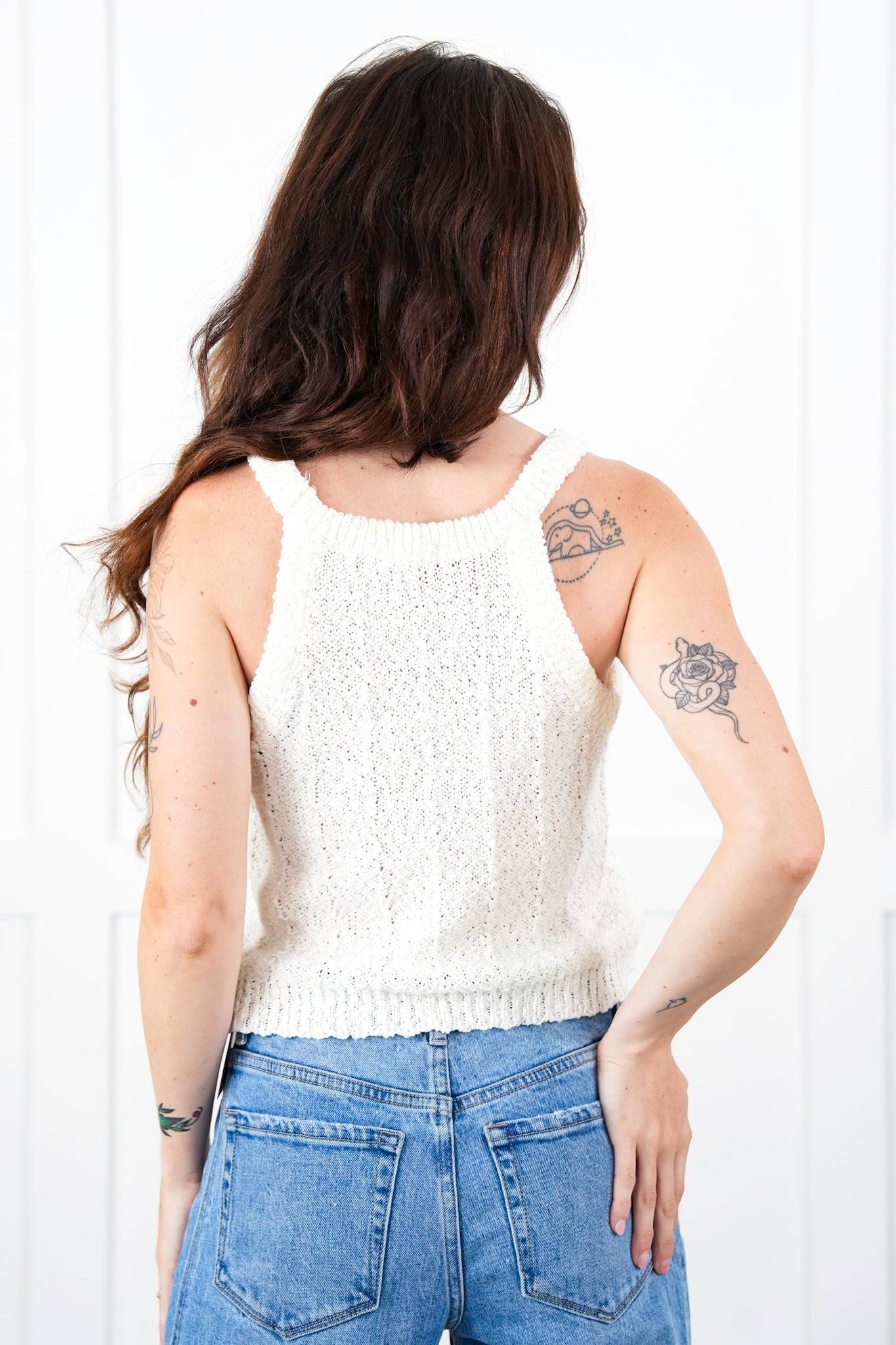 POL Sleeveless Halter Neck Knit Tank Top