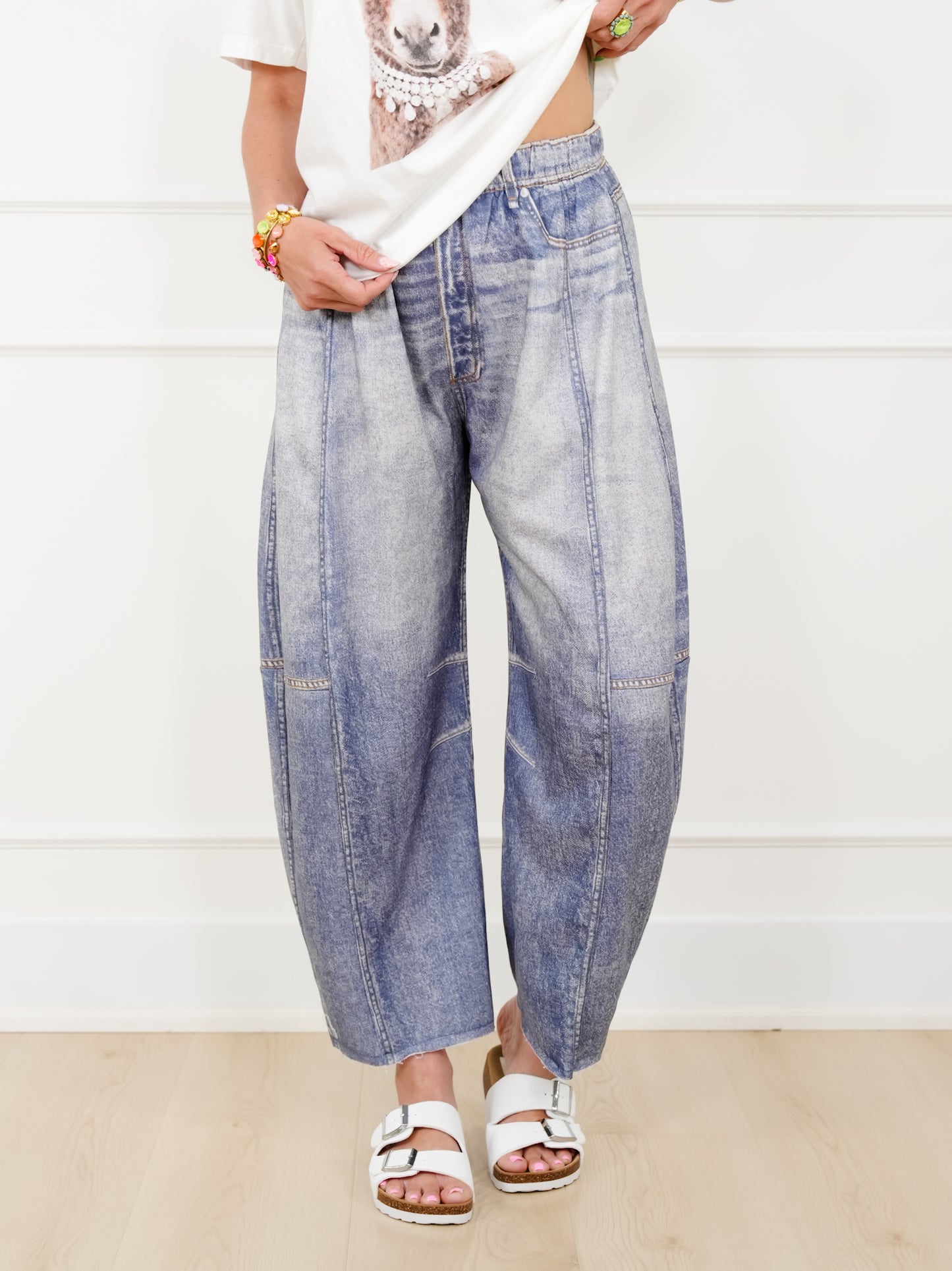 Restock! Plus/Reg Acid Print Elastic Waist Barrel Pants