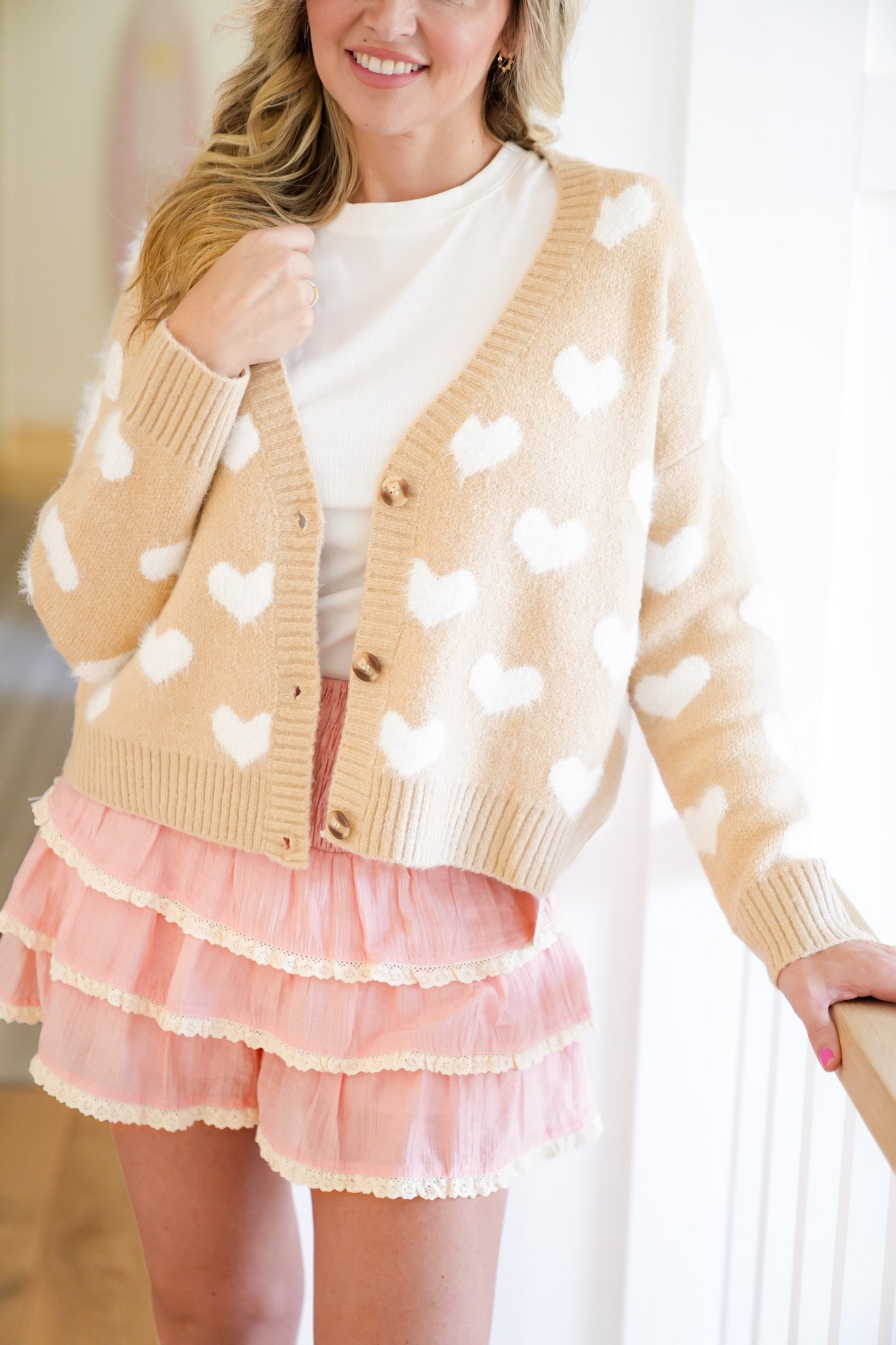 Heart Pattern Long Sleeve Cardigan Sweater