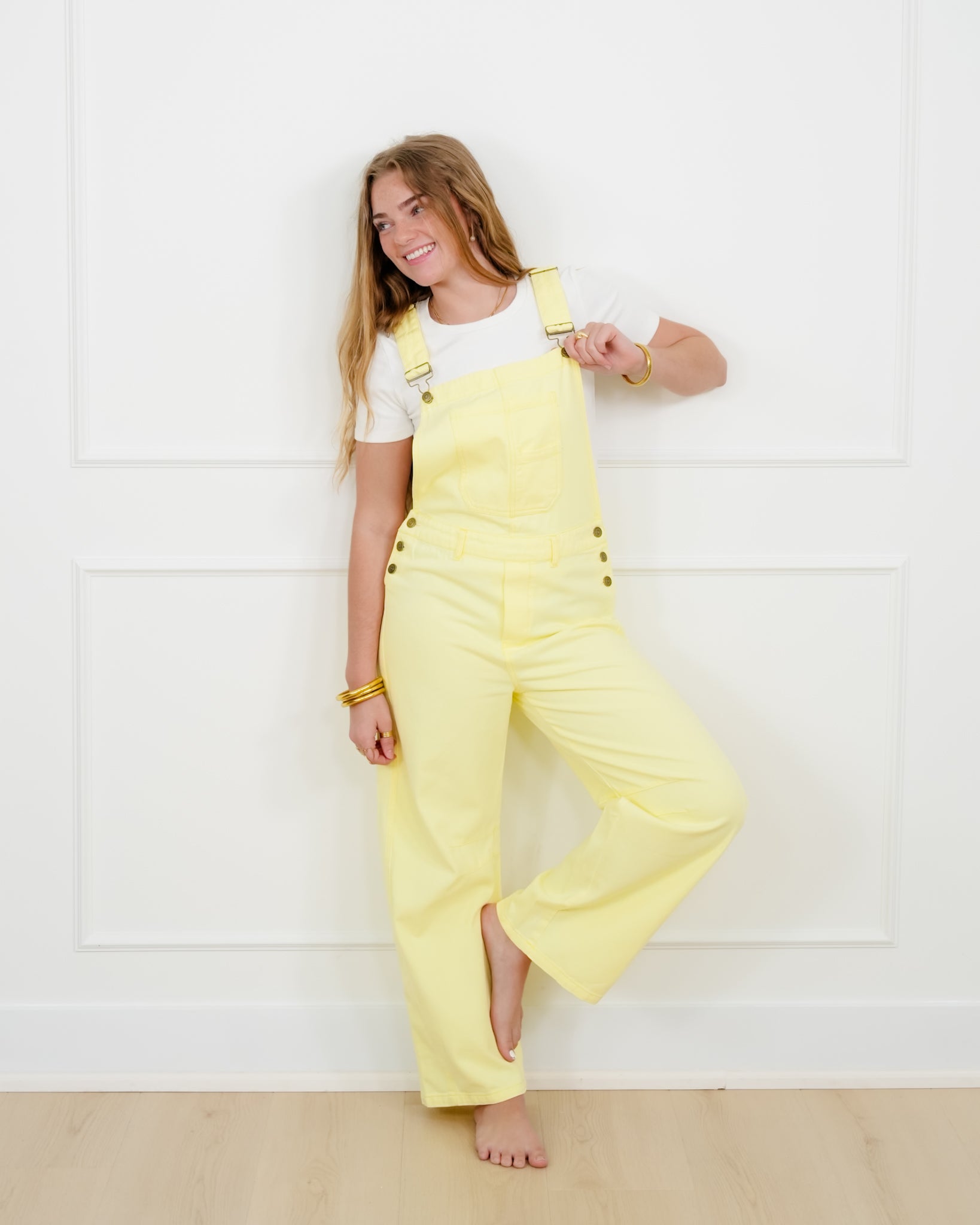 LYBRO オーバーオール イエロー Yellow Washed Twill Barrel Leg Overalls – Freckled Poppy