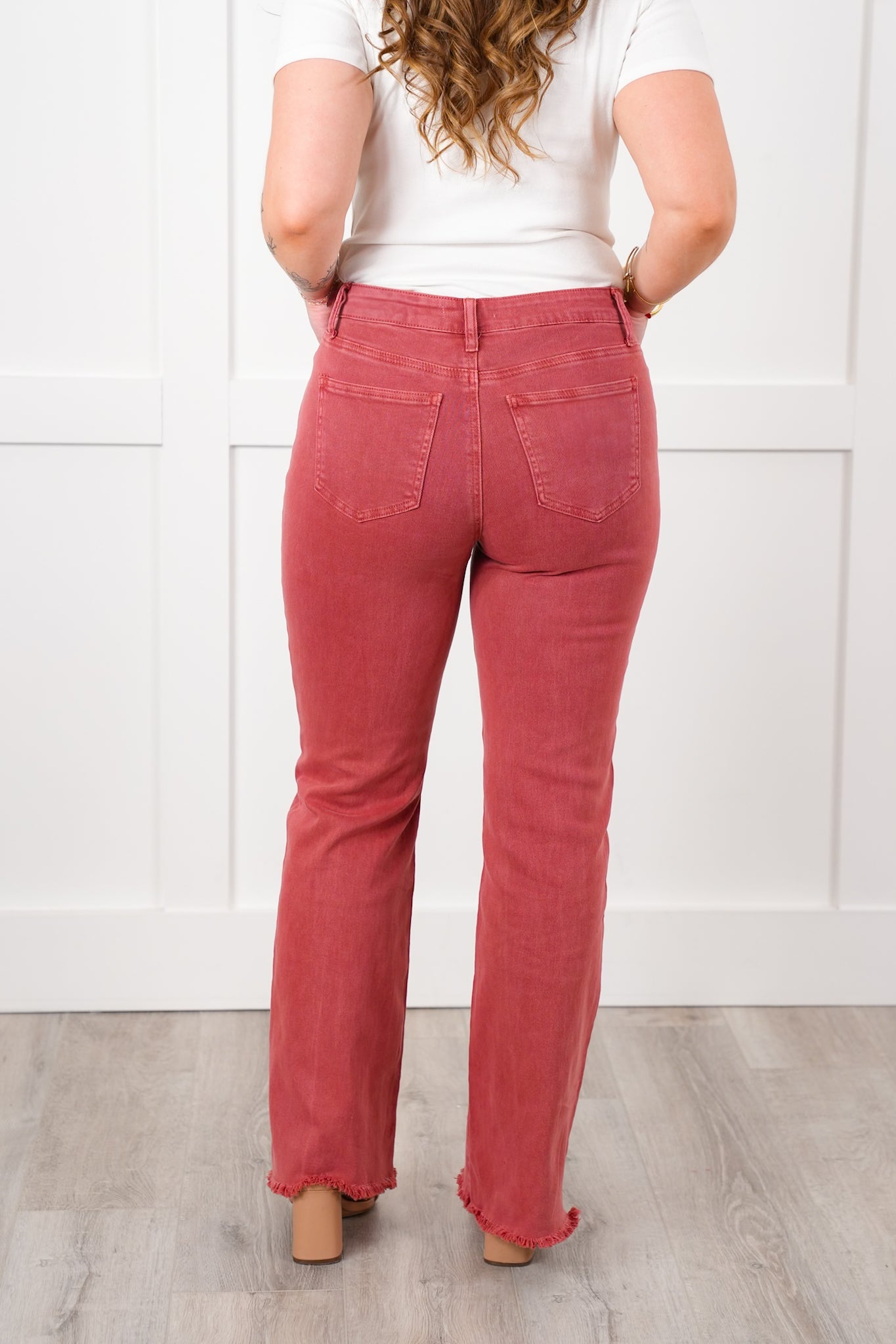 Door Buster! Zenana Acid Washed Cutoff Frayed Hem Slim Flare