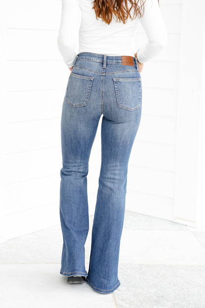 Judy Blue Golden Hour Mid Rise Flare Jeans with Double Angular Seam