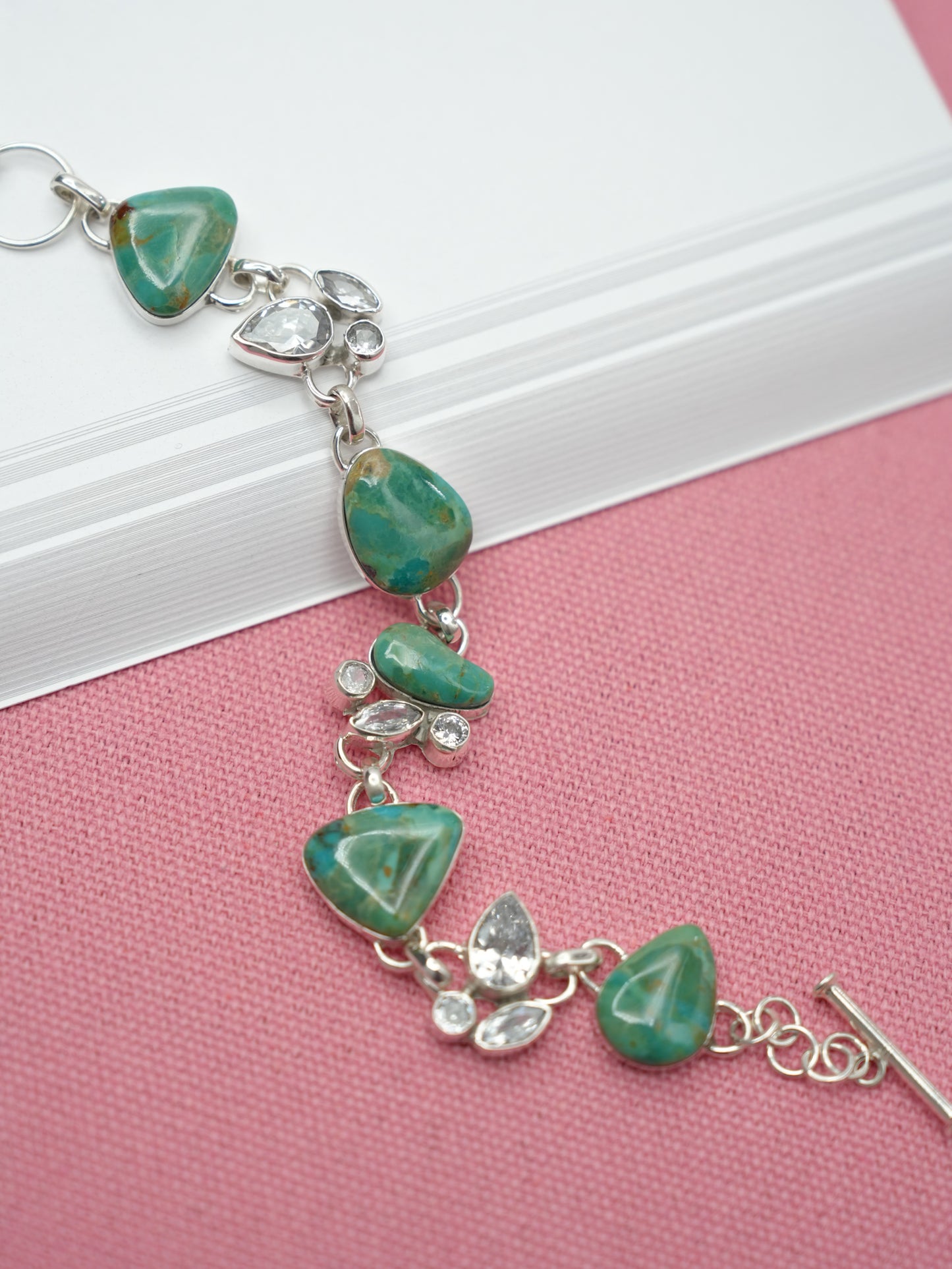 BOHO SOL Sterling And Turquoise Chunky Cluster Toggle Bracelet