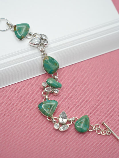 BOHO SOL Sterling And Turquoise Chunky Cluster Toggle Bracelet