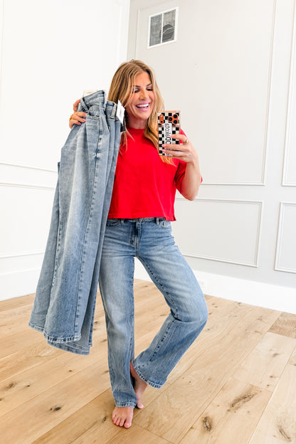 Judy Blue "The Stevie" Mid Rise Multiple Inseam Medium Wash Rigid Magic Straight Leg Jeans