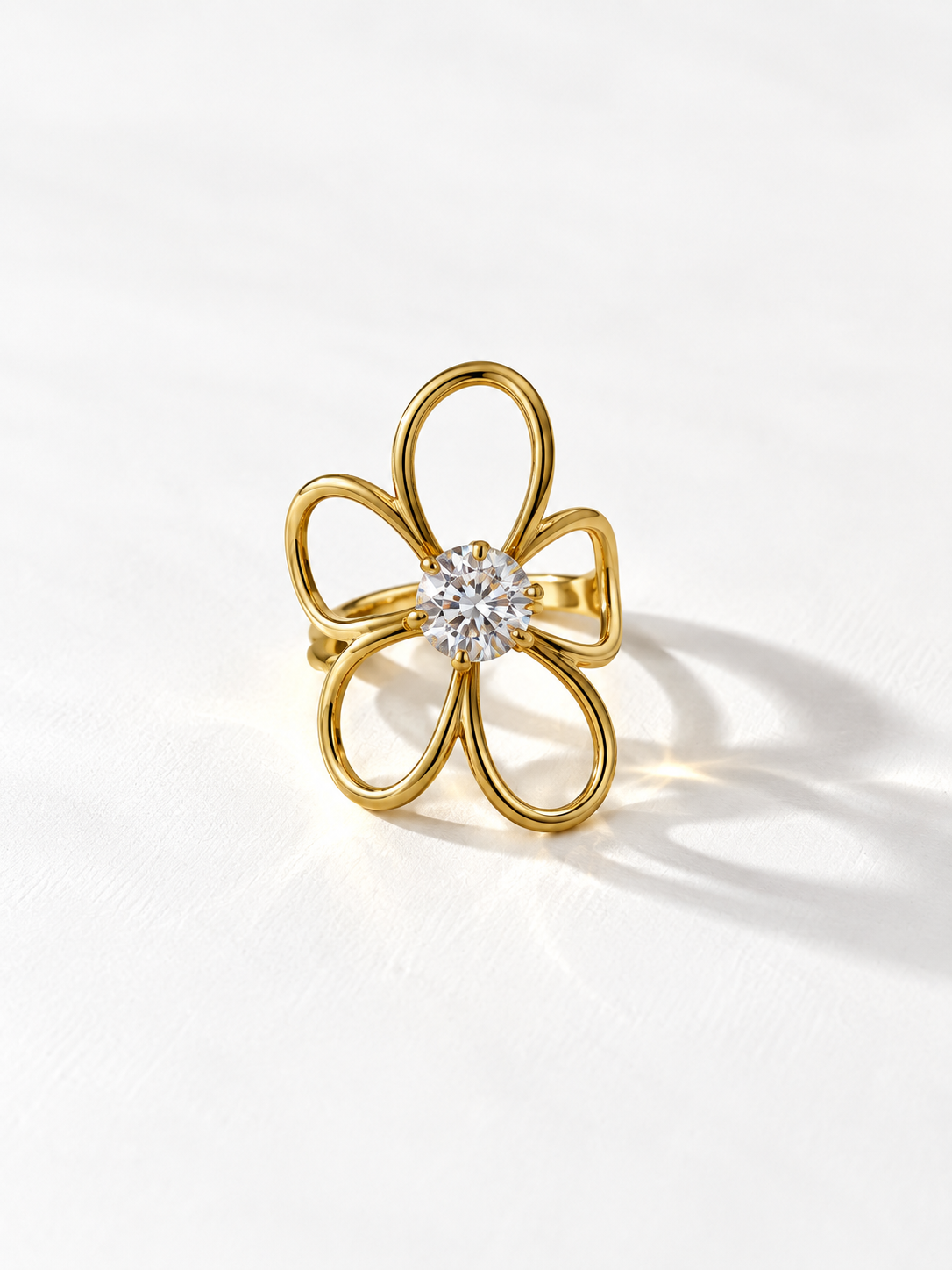 Flower with Crystal Ring