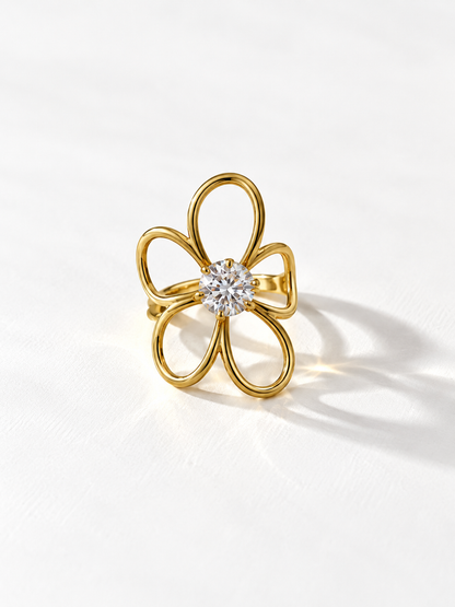 Flower with Crystal Ring